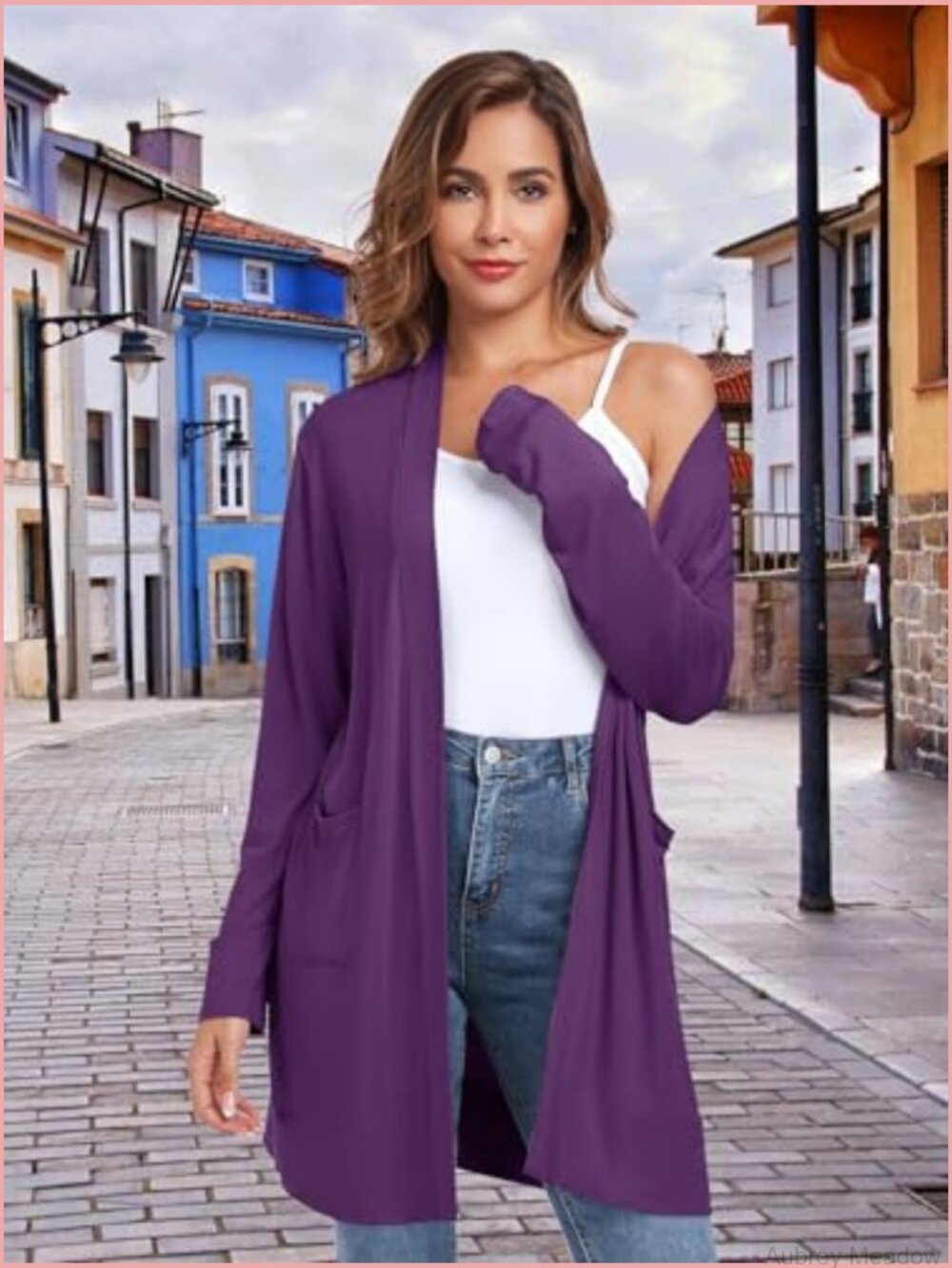Lightweight Long Sleeve Open Front Cardigan with Pockets - Picture 5 of 7